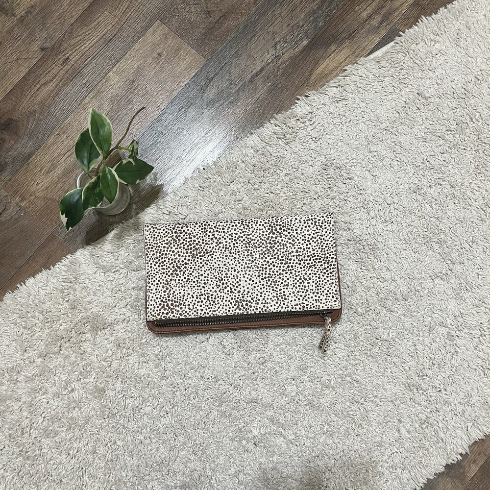 Abercrombie & Fitch Cheetah Print Faux Calf Hair Leather Fold-Over Clutch